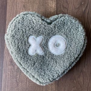 Stoney clover cozy moss heart with XO patches sewn on